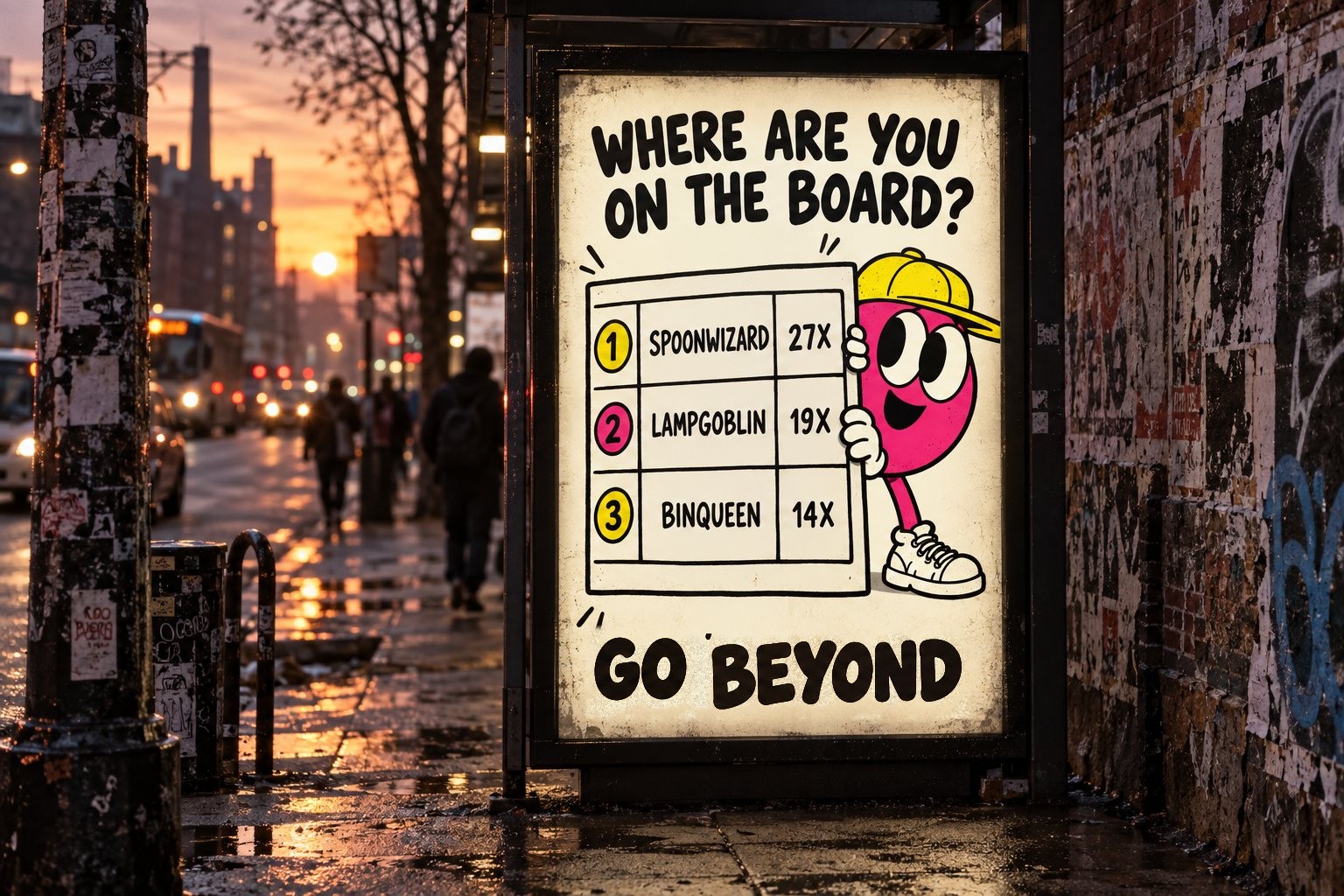 An example BEYOND leaderboard at a bus shelter