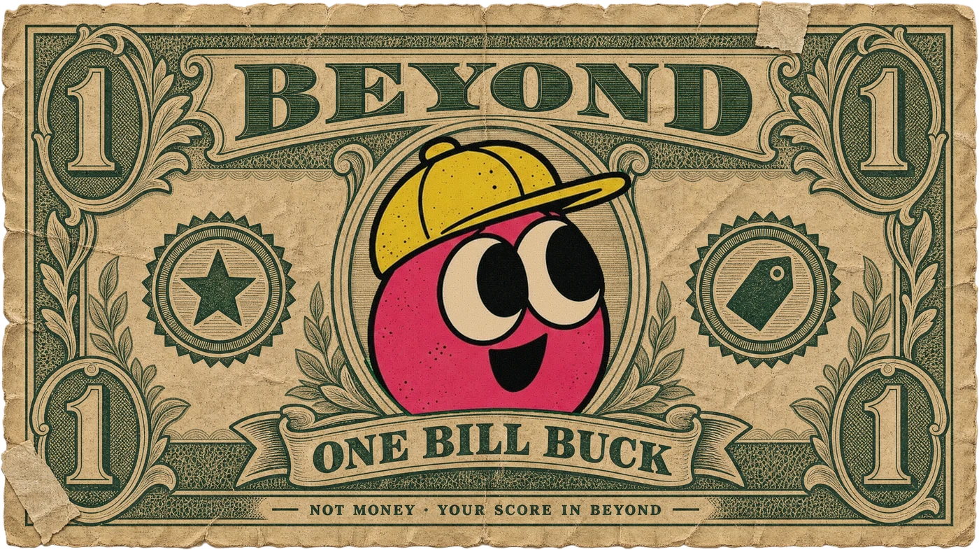 Cartoon Bill Buck note with Bill’s face on it. A drawing, not real money.